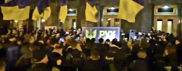 Protests against a unilateral ceasefire in a war zone, Kyiv, Ukraine